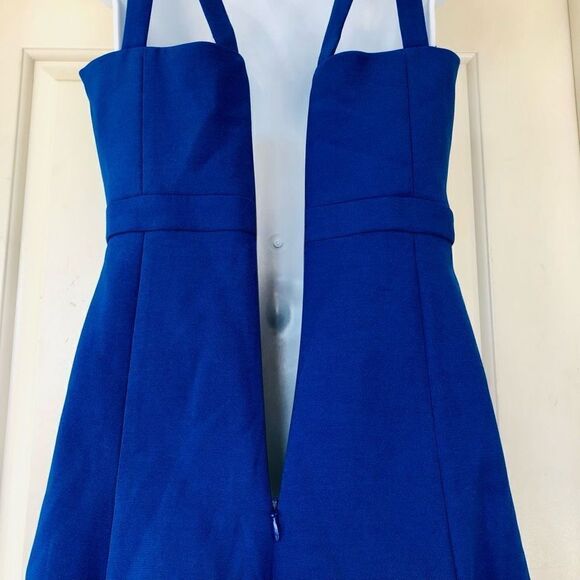 NWOT BCBGMAXAZRIA Alexia Sapphire Blue Stappy V-Neck Mini Dress - Picture 8 of 14